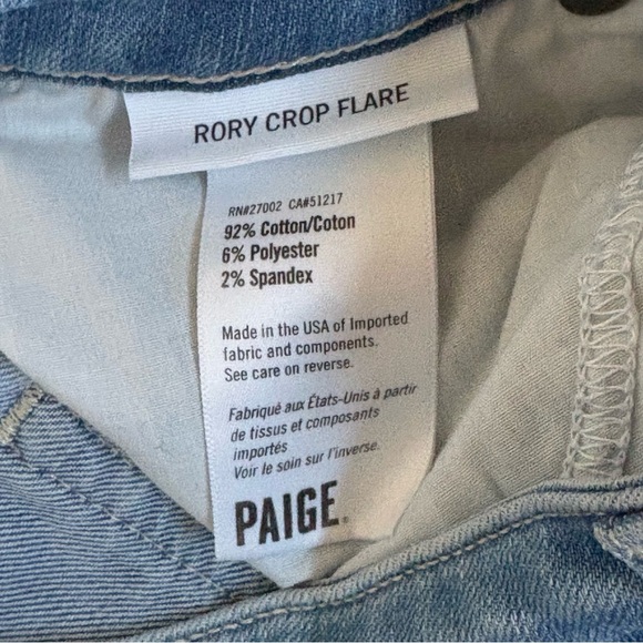 PAIGE Rory Crop Flare Jeans Raw Hem Frayed Ankle Signa Wash 26 - Picture 8 of 9